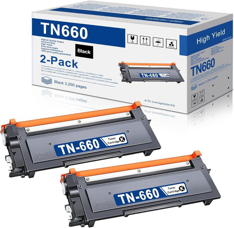 Photo 1 of ** one used**
TN6602PK Replacement for Brother High-Yield TN 660 TN-660 Black Toner Cartridge Twin Pack TN660 2PK | Suitable for HL-L2300D HL-L2305W HL-L2340DW HL-L2360DW HL-L2320D MFC--L2740DW DCP-L2540DW Printer
