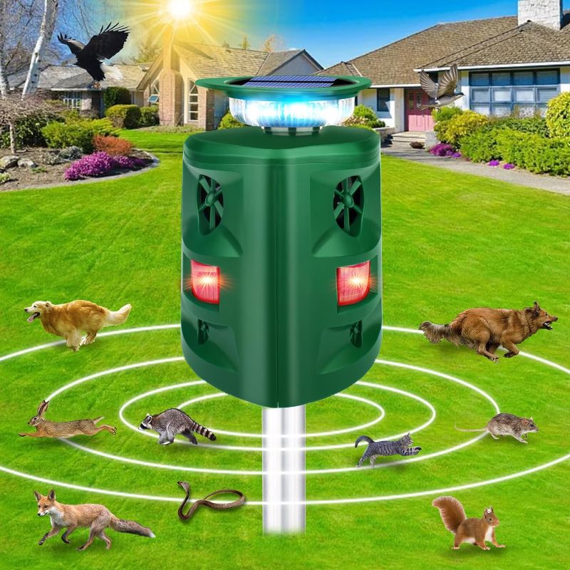 Photo 1 of *** $30 retail price, comes with 2***
Ultrasonic Solar Animal Repeller,360°Solar Pest Animal Repellent,Cat Repellent Outdoor,Motion Sensor & Flashing Light,Coyote Deterrent,Repel Dogs,Deer,Fox,Raccoon,Skunk,Rabbit,Squirrels,Birds