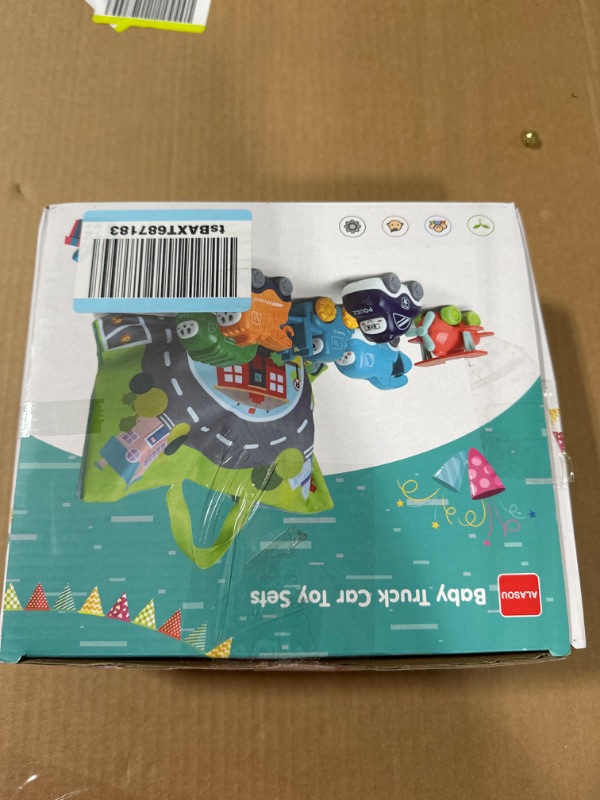 Photo 1 of ALASOU Baby Truck Car Toy and Playmat Storage Bag(6 Sets)|Baby Toys 12-18 Months|Infant Toys for 1 2 3 Year Old boy Girl|1st Birthday Gifts for Toddler Toys Age 1-2
