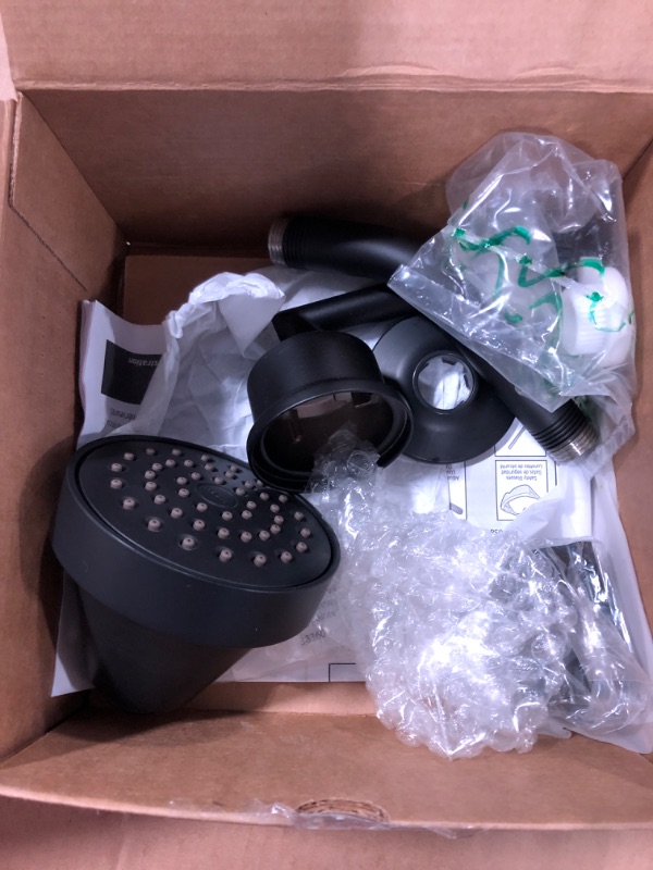 Photo 1 of **MISSING WALL MOUNT FOR HANDLE//SOLD AS PARTS**Moen Gibson Matte Black Pressure Balancing Eco-Performance Modern Shower Trim Featuring Bathroom Shower Head and Shower Lever Handle, (Posi-Temp Valve Required), T2902EPBL
