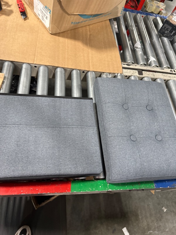 Photo 1 of Alasdo Storage Ottoman Folding Rectangle Cube Coffee Table Multipurpose Foot Rest Short Children Sofa Stool Linen Fabric Ottomans Bench Foot Rest for Bedroom L17W13H13(Grey) 17*13*13inch Grey