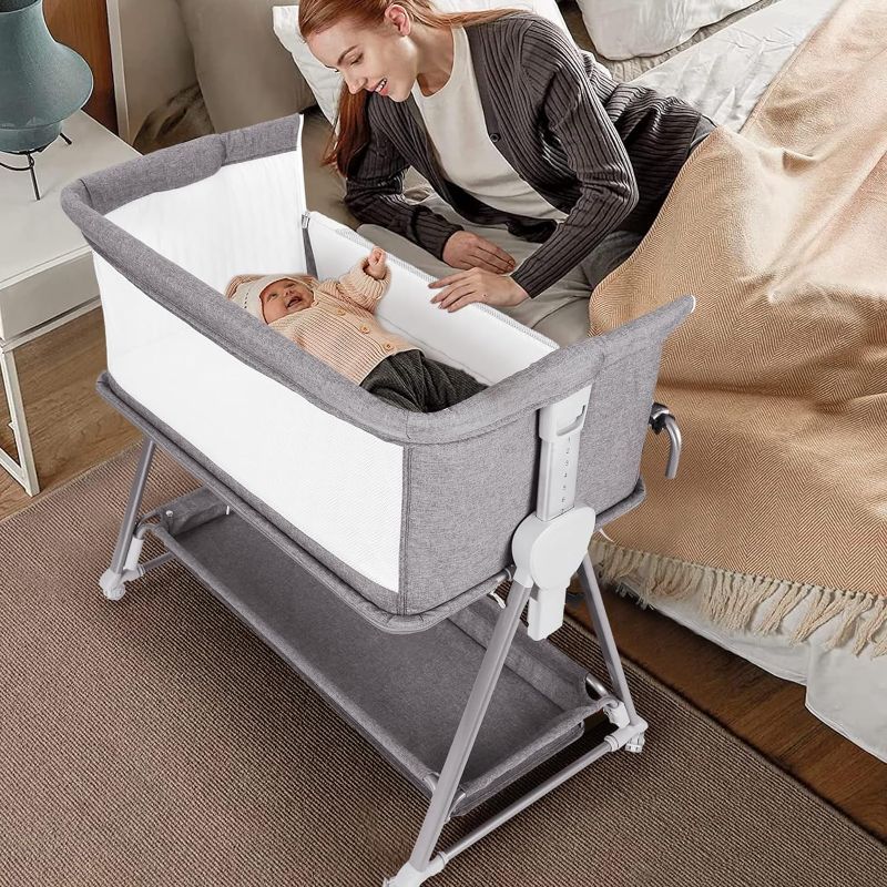 Photo 1 of Cowiewie 3 in 1 Baby Bassinet | Playpen | Beside Sleeper Multifunctional Beside Bassinet with Game Mode for Baby Height-Adjustable (Grey)