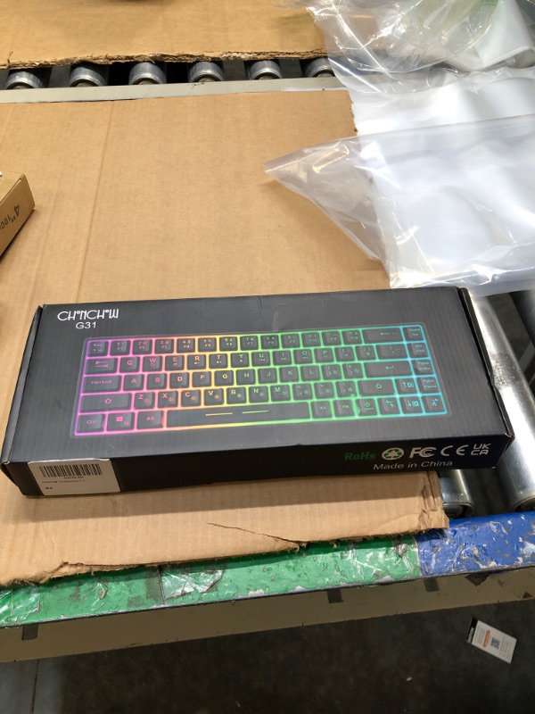 Photo 3 of CHONCHOW Mini RGB 60% Gaming Keyboard, 68 Keys Small Compact USB Wired Rainbow Light Up Backlit Gaming Keyboard for Xbox PS4 PS5 PC Laptop Gamer?Black-White?