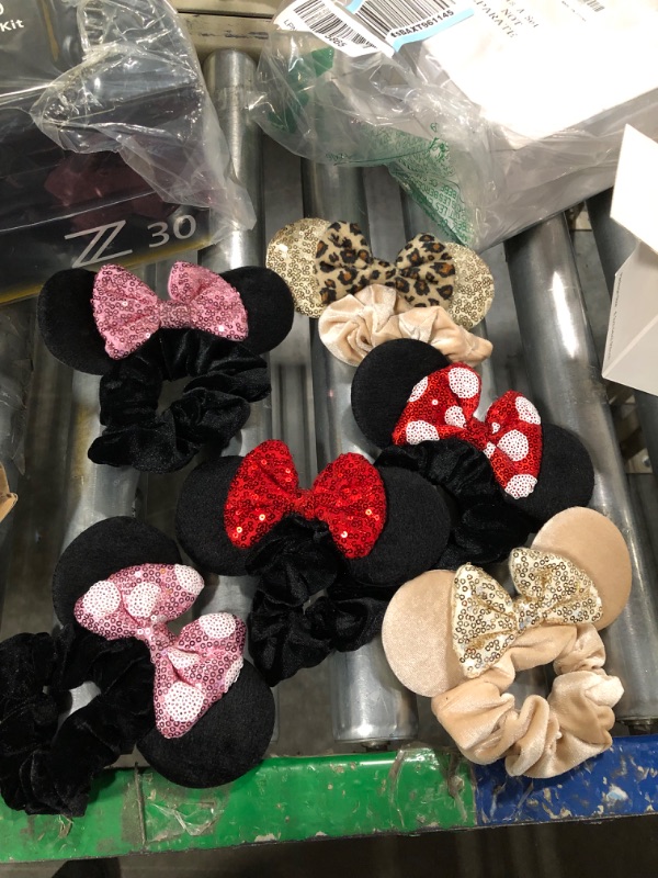 Photo 1 of 6 Pcs Disney Mouse Scrunchies,Shiny Bows Minnie Mickey Mouse ears for Birthday Parties, Themed Events, A Perfect Addition to Your Disney Trip Essentials and Accessories For women Color 1