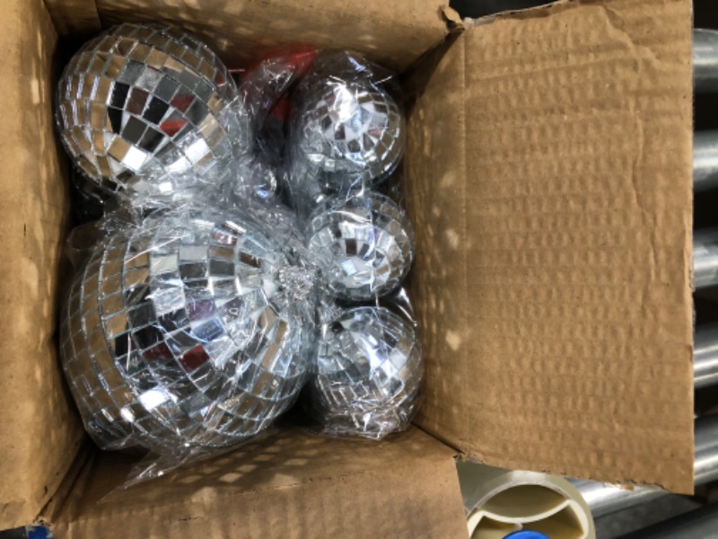 Photo 3 of 36 Pcs Reflective Mirror Disco Balls - DJ Light Effect, 70s/80s/90s Various Sizes Silver Disco Mini Ball Decorations Cool Table Ornaments for Christmas Tree Wedding Birthday Stage Props Cake Decor