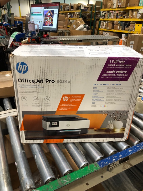 Photo 1 of HP OfficeJet Pro 8034e Wireless Color All-in-One Printer with 1 Full Year Instant Ink,White