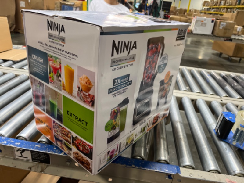Photo 1 of Ninja BN801 Professional Plus Kitchen System, 1400 WP, 5 Functions for Smoothies, Chopping, Dough & More with Auto IQ, 72-oz.* Blender Pitcher, 64-oz. Processor Bowl, (2) 24-oz. To-Go Cups, Grey (2) Single-Serve Cups + Pitcher