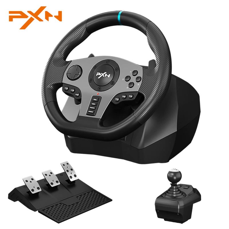 Photo 1 of PXN PC Racing Wheel, V3II 180 Degree Universal Usb Car Sim Race Steering Wheel with Pedals for PS3, PS4, Xbox One, Xbox Series X/S, Nintendo Switch (Black)