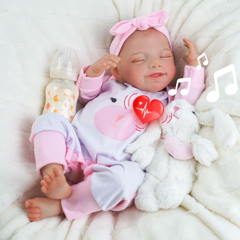 Photo 1 of BABESIDE Realistic Baby Doll with Heartbeat, 20 Inch Handmade Reborn Baby Dolls Girl with Crying and Babbling Voice, Real Baby Dolls That Look Real for Kids Age 3+