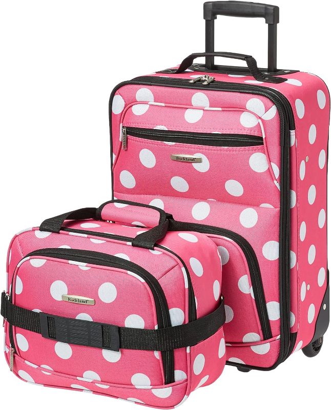 Photo 1 of ***CARRY ON ONLY** Rockland Fashion Softside Upright Luggage Set, Expandable, Pink Dots