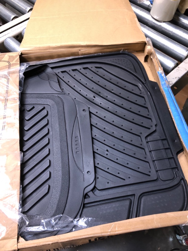 Photo 2 of Motor Trend FlexTough Performance All Weather Rubber Car Floor Mats - 3 Piece Floor Mats Automotive Liners for Cars Truck SUV, Heavy-Duty Waterproof (Black)