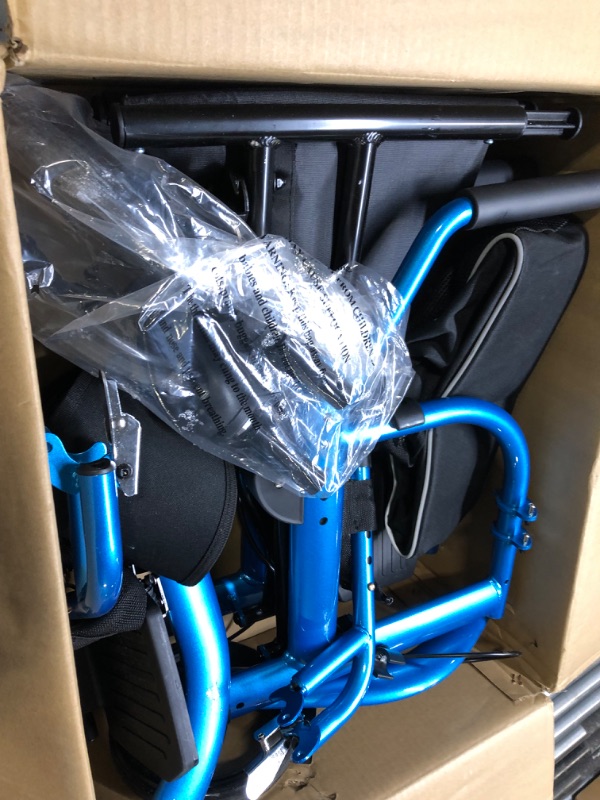 Photo 4 of 2 in 1 Rollator Walkers for Seniors with Padded Seat- Medical Transport Chair Walker with Adjustable Handle and Reversible Backrest (Blue)