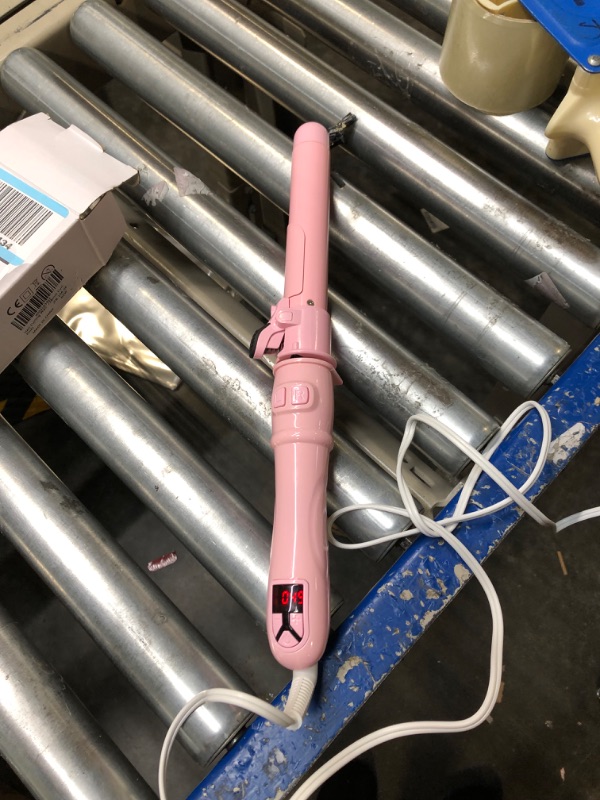 Photo 1 of Curling Wand Automatic Curling Iron Automatic Hair Curler Rotating Curling Iron Hair Waver Hair Styling Irons 30s Instant Heat Wand 110-240v 28mm Curl 1.1inch Curl 1.1inch/28mm Curl Pink