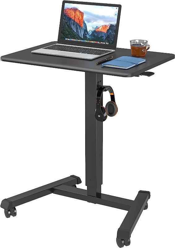 Photo 1 of BONTEC 25.6 x 17.7 Inch Mobile Stand Up Desk, Podium, Rolling Standing Desk Up to 33LBS with Wheels and Stoppers, Laptop Standing Desk Height Adjustable, Black