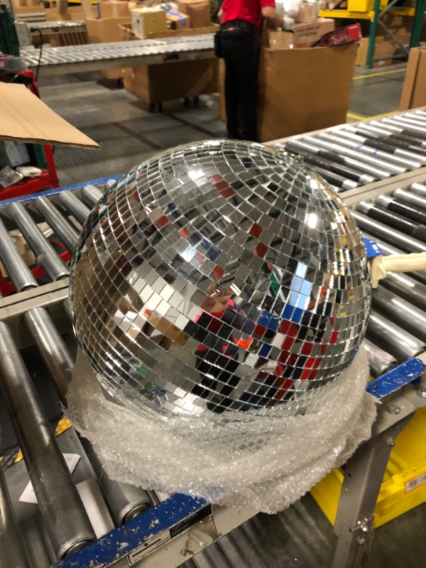 Photo 1 of 16 Inch Large Disco Ball Decorations, 70's 80's 90's Silver Rotating Glass Mirror Ball with Hanging Ring, for Bar DJ Club Stage Lighting Holiday Christmas Party Birthday Wedding Home Business Events…