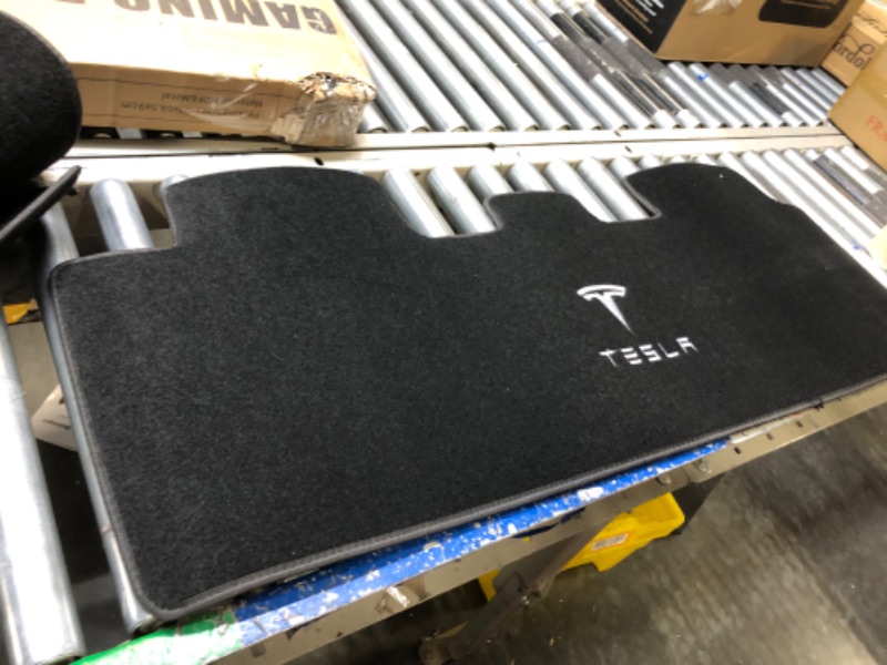 Photo 3 of Custom Fit for Tesla Model Y Car Floor Mats Original Factory Design All-Black Carpet Tesla Logo Embroidery Y-L/W
