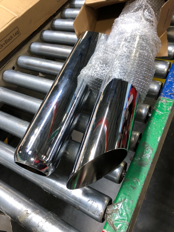Photo 2 of 2.5 Inch Inlet Exhaust Tip, LCGP 2.5" Inlet x 4" Outlet x 18" Overall Length Weld On Universal Stainless Steel Polished Diesel Exhaust Tailpipe Tip 2 Pcs Polished 2.5“x4"x18"
