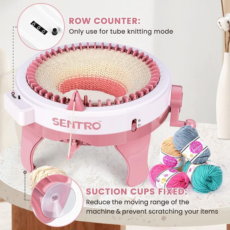 Photo 1 of **Row Counter Doesn’t Work**SENTRO Knitting Machine, 48 Needles Smart Weaving Round Loom with Row Counter, Knitting Board Rotating Double Loom Kits, Adults Kids DIY Knit Scarf Hat Sock (48F)