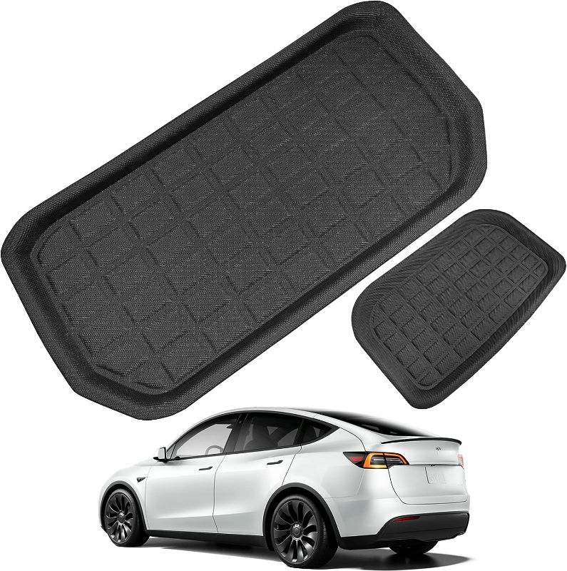 Photo 1 of LDCRS Tesla Model Y Trunk Mats - Complete Trunk & Frunk Weather Mats Set - Premium 3D Waterproof Car Mats Without Logo - Heavy Duty Non Slip Liners - Complete Trunk Bundle ( 2 Pieces)