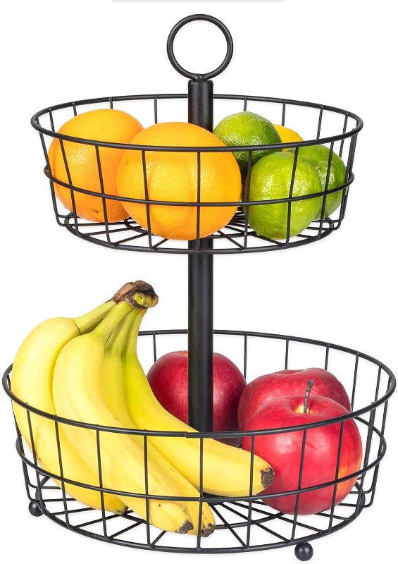 Photo 3 of Ilyapa 2 Tier Metal Fruit Basket for Countertop, Tiered Basket Stand, Air Circulation for Even Ripening, Durable Construction, Space Saving