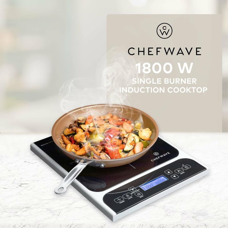 Photo 1 of ChefWave 1800W Portable Induction Cooktop Burner, Single Burner Electric Cooktop with Digital Touch Sensor, Smart Induction Burner Compatible with Induction Cookware, Comes with Copper Frying Pan 10"