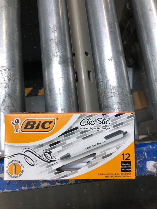 Photo 1 of BIC Clic Stic Retractable Ballpoint Pens, Medium Point, Black Ink, Dozen (90433/CSM11BK)