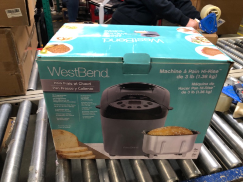 Photo 3 of West Bend Hi-Rise Bread Maker Programmable Horizontal Dual Blade with 12 Programs Including Gluten Free, 3-Pound, Gray