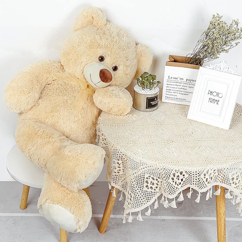 Photo 3 of DOLDOA Giant Teddy Bear Soft Stuffed Animals Plush Big Bear Toy for Kids, Girlfriend, Beige