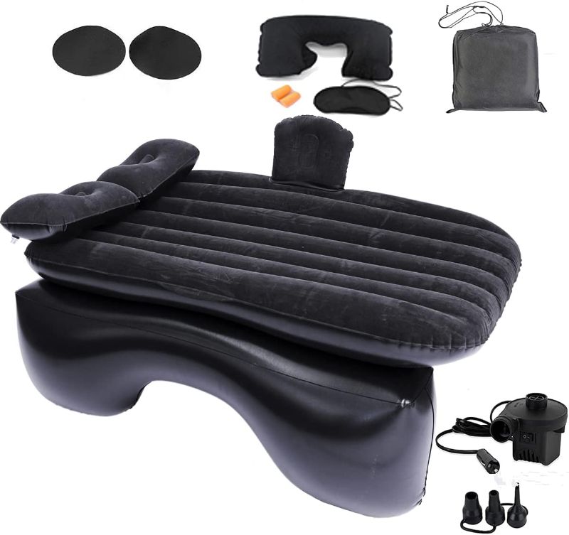 Photo 1 of Inflatable Car Air Mattress Back Seat Bed Thickened Car Camping Air Mattress Bed with Air Pump,55"×35" Portable Car Travel Mattress,Car Sleeping Mattress Bed for Car Universal SUV