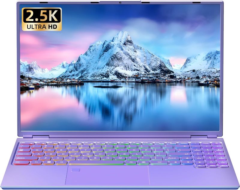 Photo 1 of Classic 16" Purple Laptop - 2.5K FHD IPS, Celeron N5095 (Up to 2.9GHz), 16GB DDR4 RAM, 1TB SSD, Win 11 Pro/Office 2019, Backlit Keyboard, Fingerprint, WiFi, Type-C, HDMI, Support HDD 2T Expand