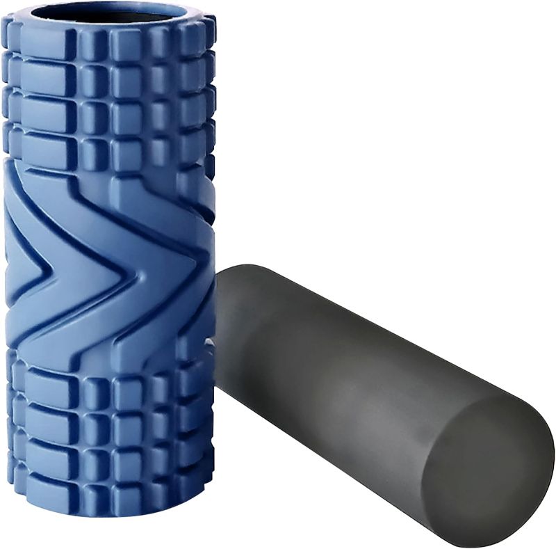 Photo 1 of 2 in 1 Foam Roller, Textured Deep Massage Roller with Smooth Style Roller