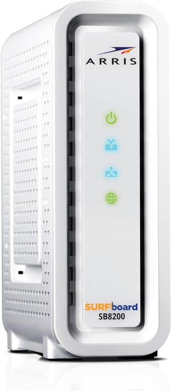 Photo 1 of ARRIS SURFboard SB8200 DOCSIS 3.1 Cable Modem , Approved for Comcast Xfinity, Cox, Charter Spectrum, & more , Two 1 Gbps Ports , 1 Gbps Max Internet Speeds , 4 OFDM Channels
