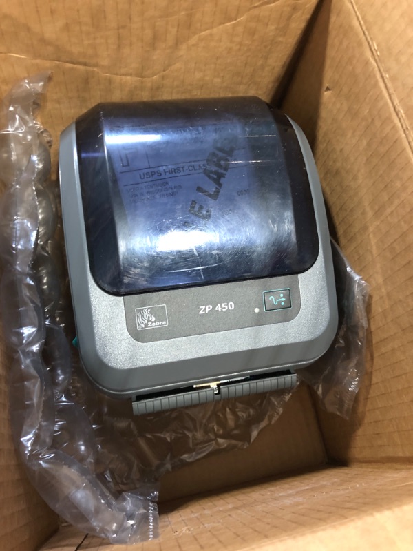 Photo 2 of ***no cord***
Zebra ZP450 (ZP 450) Label Thermal Bar Code Printer | USB, Serial, and Parallel Connectivity 203 DPI Resolution | Made for UPS WorldShip | Includes JetSet Label Software