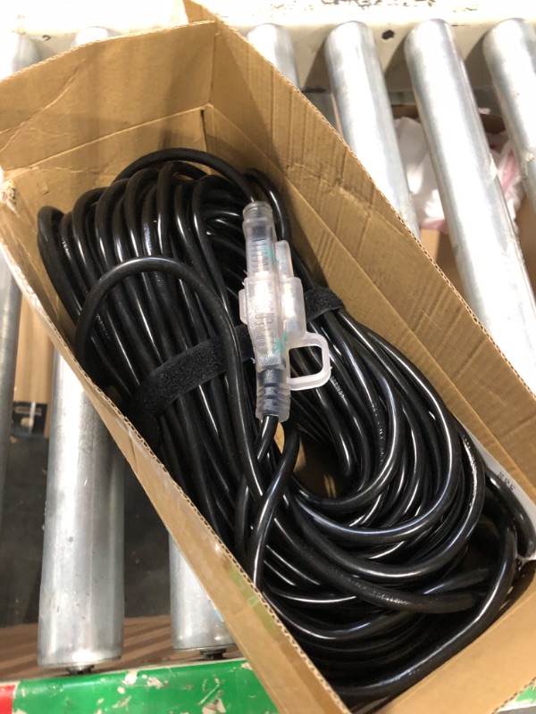 Photo 1 of 16/3 Gauge Black Outdoor Extension Cord 100 ft Waterproof with Lighted Indicator, Cold Weatherproof -40°C, Flexible 3 Prong Long Extension Cord Outside,10A 1250W 16AWG SJTW, ETL Listed PlugSaf 100FT 16/3 Extension Cord Black
