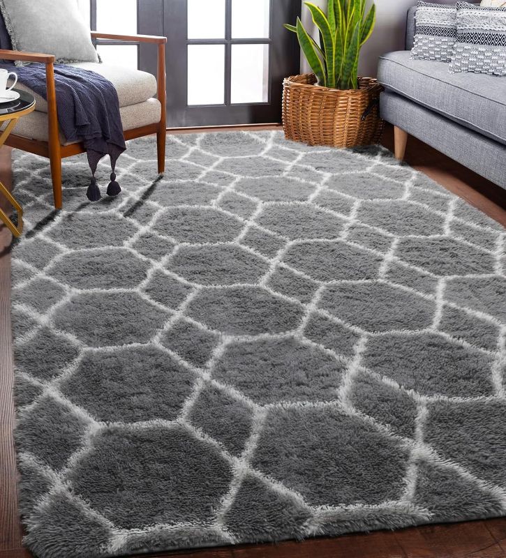 Photo 1 of ***not exact***
ONASAR Luxury Geometric Area Rug, Grey and White Rug for Bedroom Living Room, Shaggy Moroccan Rugs Floor Mat for Home Decor Aesthetic, Soft Plush Fluffy Carpet for Nursery Teen Dorm Office
