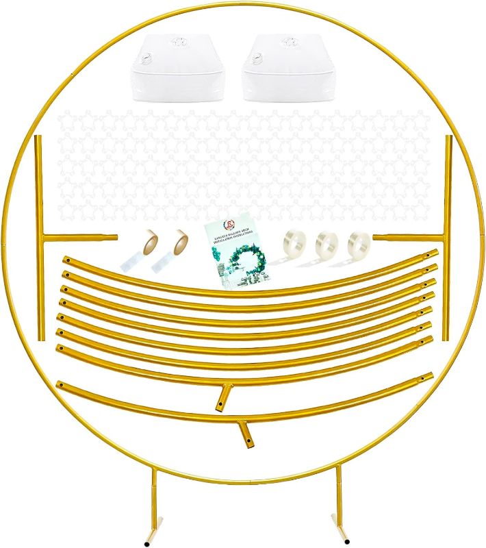 Photo 1 of Gold Metal Round Balloon Arch kit Decoration, for Wedding Birthday Party Decoration, Graduation Decorations and Baby Shower Photo Background