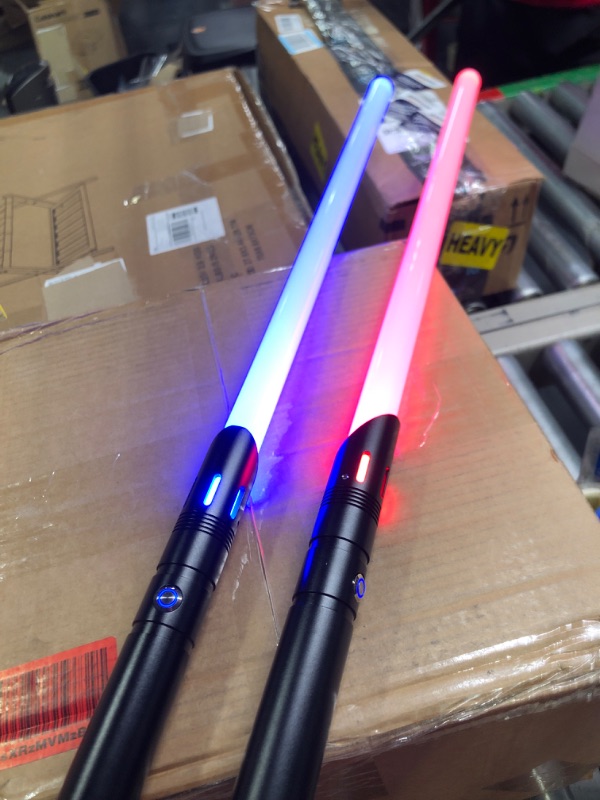 Photo 1 of ANASABER Light Saber,Dueling Light Saber 2 Pack, 12Color RGB Lightsabers with Metal Hilt,Replaceable Blade FX Light Sabers for Adults,Kids,Cosplay,Birthday Party Valentines Day Gift Black