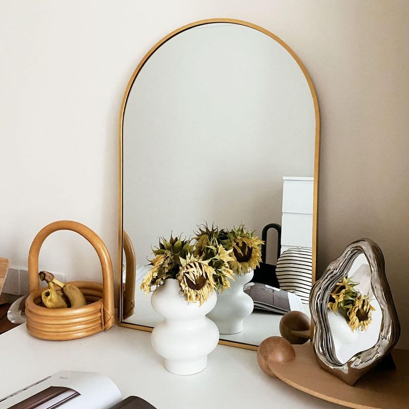 Photo 1 of **ARCHED** 20"x30" Arched Bathroom Mirror - Wall Mounted Mirror - Gold Arch Mirror - Aluminum Alloy Frame Bathroom Mirror Living Room, Bedroom, Bathroom and Entryway