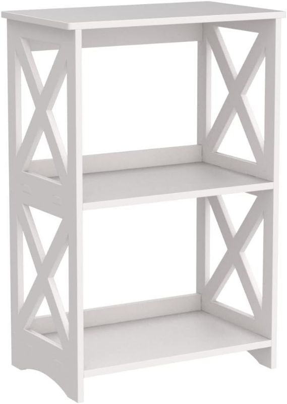 Photo 1 of  End Bedside Table 3 Tier, White, Bathroom Nightstand Shelf for Small Spaces, Living Room, Office, Dorms
