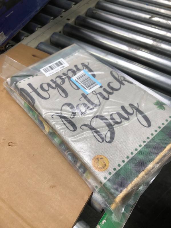 Photo 1 of 2 Pieces Happy St. Patrick's Day Doormat Irish Shamrock Rugs Green Clover Truck Doormats Floor Rug for St Patricks Day Home Party Decor, 17 x 29 Inches, 17 x 47 Inches