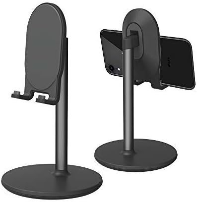 Photo 1 of Bright Stone Phone Stand for Desk, Adjustable Cell Phone Holder for Desk, Compatible with 4"-12.9" Phones/Tablet/iPhone/iPad/Switch (Black)
