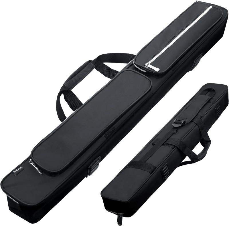 Photo 1 of 2x2 Pool Cue Case, Heavy Duty Oxford Wear-Resistant Soft Billiard Cue Stick Case Bag with Adjustable Shoulder Strap, Pool Stick Case for 2 Sticks