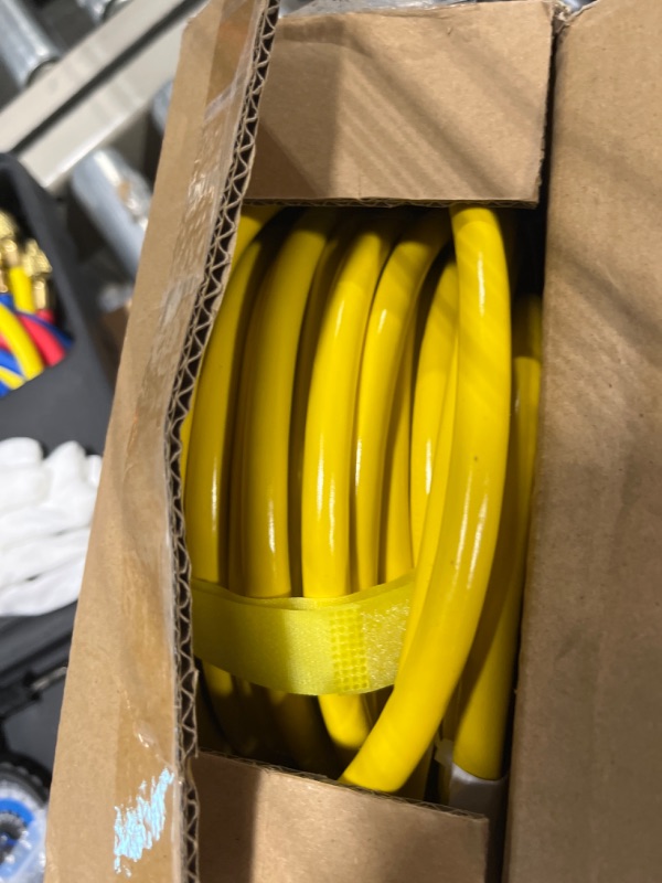 Photo 2 of 50 ft 12/3 Outdoor Extension Cord Waterproof Heavy Duty with Lighted Indicator End 12 Gauge 3 Prong, Flexible Cold-Resistant Long Power Cord Outside, 15Amp 1875W SJTW Yellow ETL Listed POWGRN 50 Foot 12AWG Extension Cord Yellow