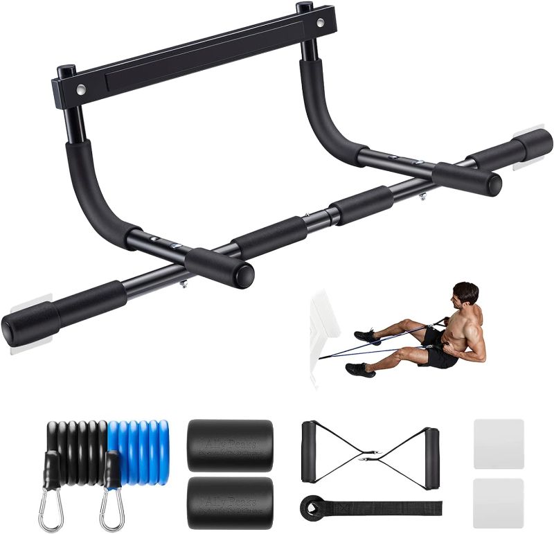 Photo 1 of 
Ally Peaks Pull Up Bar for Doorway | Thickened Steel Max Limit 440 lbs Upper Body Fitness Workout Bar| Multi-Grip Strength for Doorway | Indoor Chin-Up Bar Fitness Trainer for Home Gym Portable
