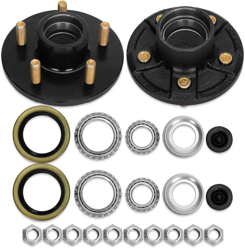 Photo 1 of 2 Sets Trailer Hub Kit 5 on 4.5", Trailer Axle Kit for 3500 Lbs 5 Lug Trailer Hub,5×4.5 Trailer Hub fit 1"-1/16" to 1-3/8"Trailer Axles 3500Lbs,Boat Trailer Hubs 5 Lug,Trailer Wheel Hub Kit
