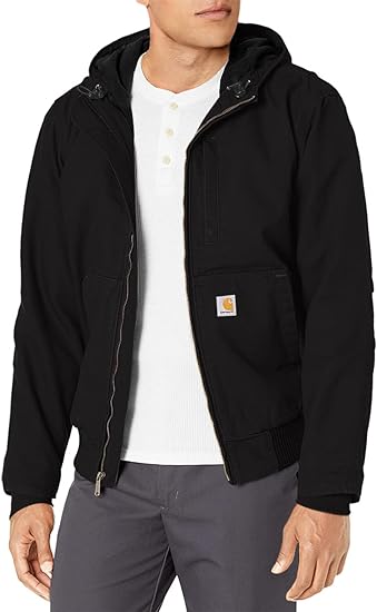 Photo 1 of Carhartt Men's Big & Tall Full Swing Loose Fit Washed Duck Fleece-Lined Active Jacket X-Large Tall Black