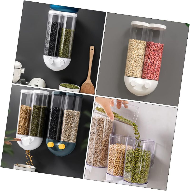 Photo 1 of 1pc Mounted Wall- Sugar Grain Household Capacity Kitchen Dry Rise Tea Flour Dispenser Storage Home Containers Double Seasoning Container Canister Restaurant Countertop Food
