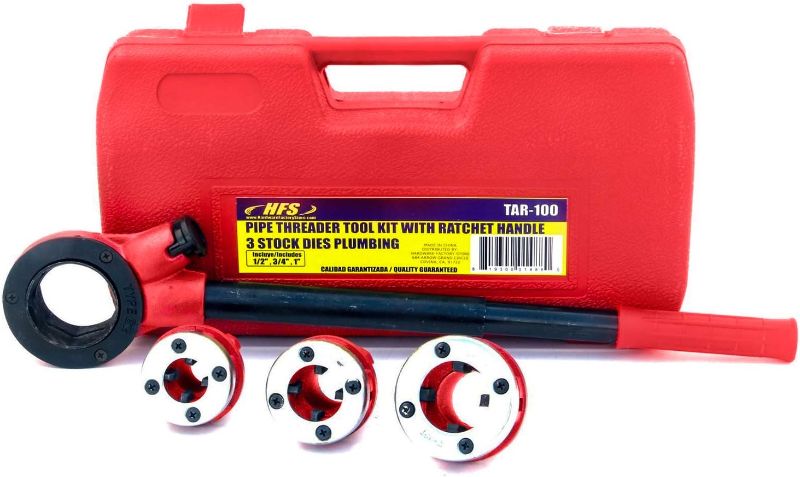 Photo 1 of (R Ratchet Pipe Threader Kit Ratcheting Pipe Threading Tool Set (3 dies)
