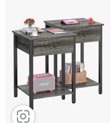 Photo 1 of 
Nightstands Set of 2, Simple Bedside Table with Storage, 22" End Side Table, Small Night Stand for Small Space, Bedroom, Sofa Side, Easy Assembly, Grey
15.8"D x 15.8"W x 21.7"H