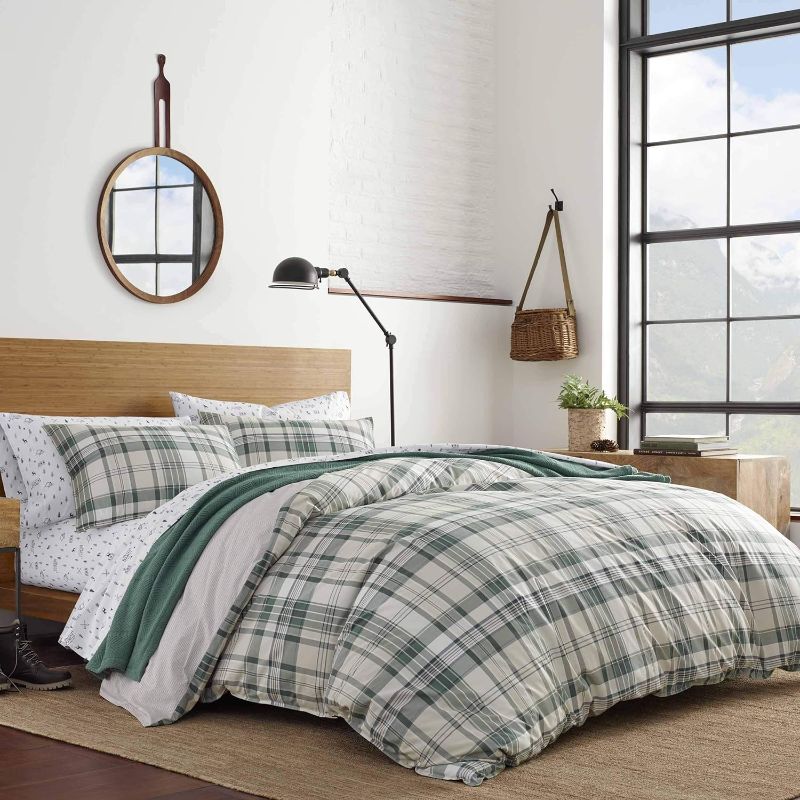 Photo 1 of Eddie Bauer - Queen Comforter Set, Reversible Cotton Bedding with Matching Shams, Plaid Home Decor for All Seasons (Timbers Green, Queen)
